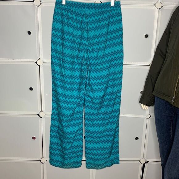 Zara Blue Green Geometric Palazzo Print Pull On pants Size Medium - Picture 6 of 14
